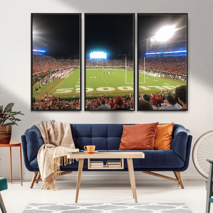 16230786-MGV-CV-36X24-Georgia Bulldogs Stadium Wall Art – Night Game Football Field Canvas Print, Panoramic Sports Decor for Home, Office, Fan Cave