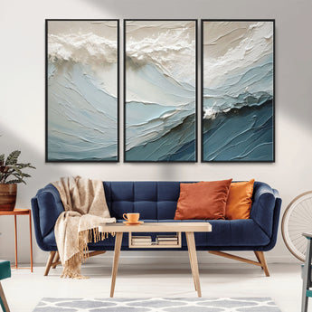 53646-MGV-CV-36X24-Ocean Wave Wall Art Canvas Print, Framed Textured Seascape Art Picture Print, Modern Ocean Perfect Minimal Coastal 2/2 Decor