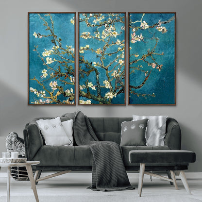 91714-MGV-CV-36X24-Almond Blossoms Wall Art – Handcrafted Van Gogh Inspired Floral Canvas Print, Beautiful Nature Decor for Living Room, Bedroom, or