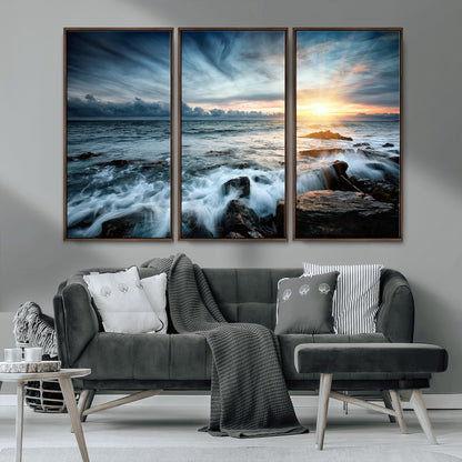 33428-MGV-CV-36X24-Ocean Sunrise Wall Art – Serene Seascape Canvas Print, Coastal Home or Office Decor, Perfect for Living Room, Bedroom, or Study