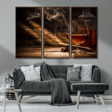 92305-MGV-CV-36X24-Whiskey & Cigar Wall Art – Moody Whiskey and Cigar Canvas Print, Sophisticated Bar or Home Lounge Decor for Office, Man Cave or