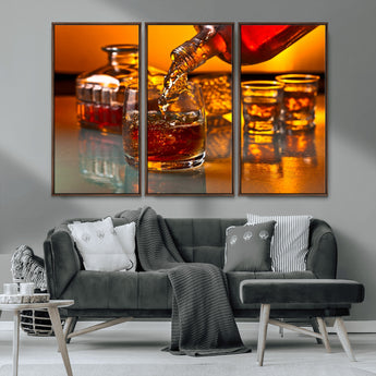 18250-MGV-CV-36X24-Whiskey Pour Wall Art – Captivating Whiskey Splash Canvas Print, Elegant Bar or Home Lounge Decor for Office, Man Cave or Living