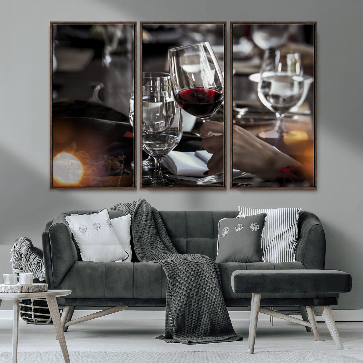 75513-MGV-CV-36X24-Elegant Wine Toast Wall Art – Close-Up Red Wine Glass at Dinner Table Canvas Print, Sophisticated Dining Room or Bar Decor
