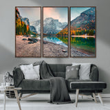 25982-MGV-CV-36X24-Autumn Mountain Lake Wall Art – Panoramic Fall Foliage and Snowy Peaks Canvas Print, Scenic Nature Decor for Living Room or Office