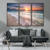 71849-MGV-CV-36X24-Sunrise Ocean Beach Wall Art – Serene Seascape Canvas Print with Gentle Waves, Coastal Nature Decor for Bedroom, Living Room or