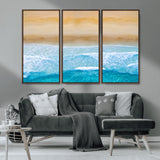 43046-MGV-CV-36X24-Aerial Beach Wall Art – Serene Ocean Waves & Sandy Shore Canvas Print, Coastal Home Decor for Living Room, Bedroom or Office