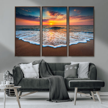 87032-MGV-CV-36X24-Ocean Sunset Wall Art – Stunning Beach Canvas Print with Vibrant Sky, Calm Waves, and Golden Horizon, Perfect Coastal Decor for