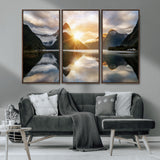 78842-MGV-CV-36X24-Sunrise Mountain Reflection Wall Art – Stunning Nature Landscape Canvas Print for Home, Office, Living Room or Relaxing Space