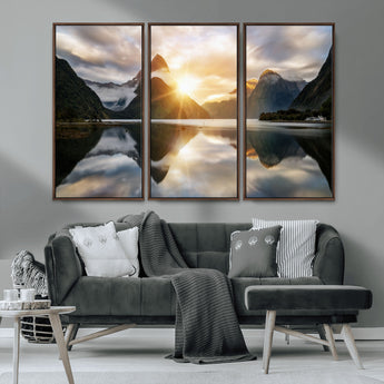 78842-MGV-CV-36X24-Sunrise Mountain Reflection Wall Art – Stunning Nature Landscape Canvas Print for Home, Office, Living Room or Relaxing Space