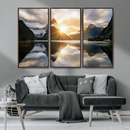 78842-MGV-CV-36X24-Sunrise Mountain Reflection Wall Art – Stunning Nature Landscape Canvas Print for Home, Office, Living Room or Relaxing Space