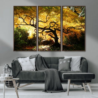 19067-MGV-CV-36X24-Golden Canopy Wall Art – Panoramic Autumn Tree Canvas Print, Warm Seasonal Decor for Living Room, Office or Garden Space