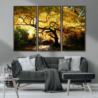 19067-MGV-CV-36X24-Golden Canopy Wall Art – Panoramic Autumn Tree Canvas Print, Warm Seasonal Decor for Living Room, Office or Garden Space