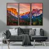 24519-MGV-CV-36X24-Yosemite Valley Sunset Wall Art – Majestic Mountain Landscape with Waterfall and Vibrant Sky, Nature Photography for Home or
