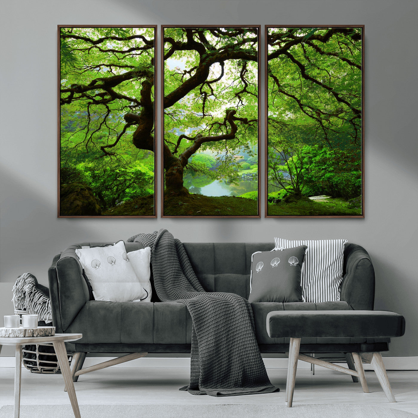18094-MGV-CV-36X24-Emerald Canopy Wall Art – Panoramic Lush Green Tree Canvas Print, Serene Nature Decor for Office, Living Room or Meditation Space