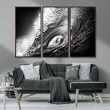 22702-MGV-CV-36X24-Black and White Ocean Wave Wall Art – Powerful Surf Curl Photography Canvas Print, Modern Coastal Decor for Living Room, Office or