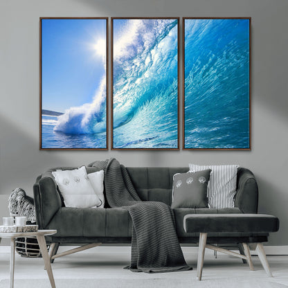 37494-MGV-CV-36X24-Ocean Wave Canvas Art – Stunning Blue Wave Photography, Coastal Wall Decor for Living Room, Bedroom or Office