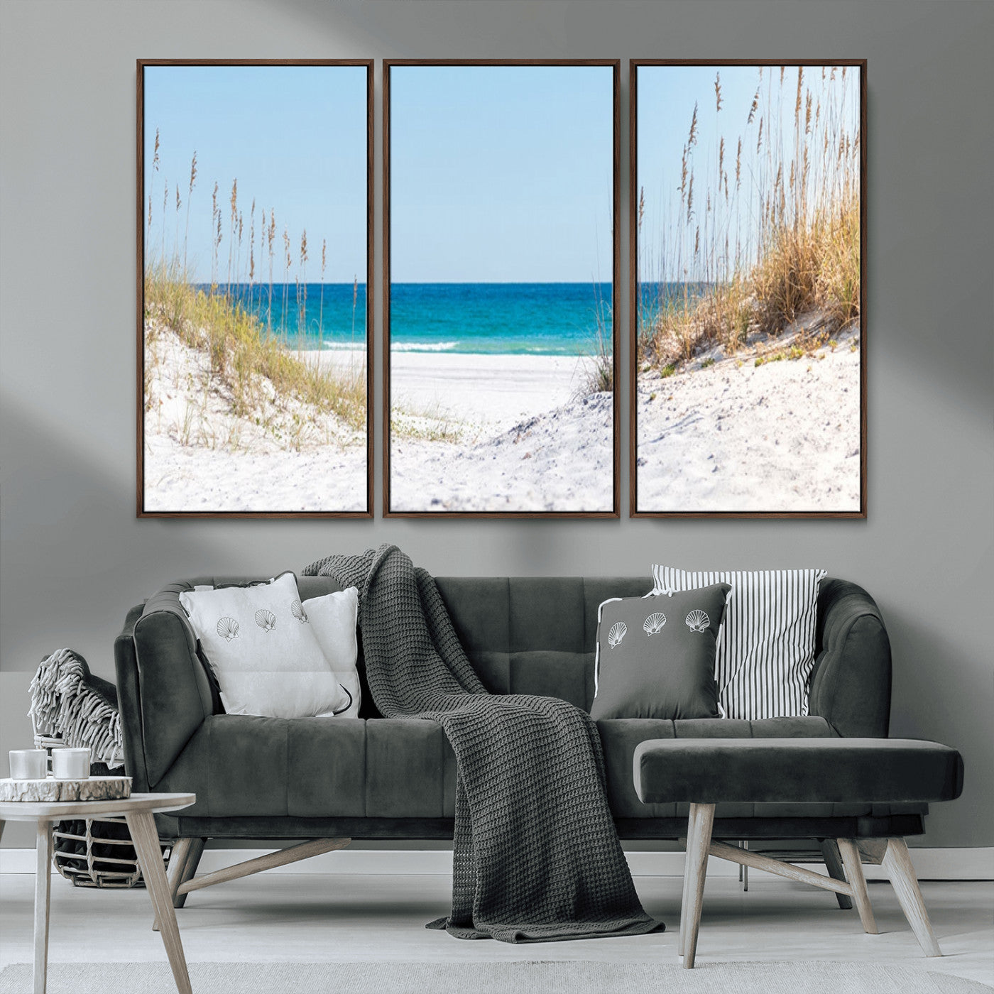 58498-MGV-CV-36X24-White Sandy Beach Wall Art – Panoramic Coastal Canvas Print, Ocean View Decor for Living Room, Bedroom, Office, Relaxing Seaside