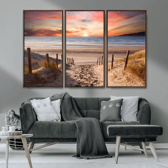 78111-MGV-CV-36X24-Sunset Pathway Wall Art – Panoramic Coastal Canvas Print, Tranquil Beach Decor for Living Room, Office or Bedroom