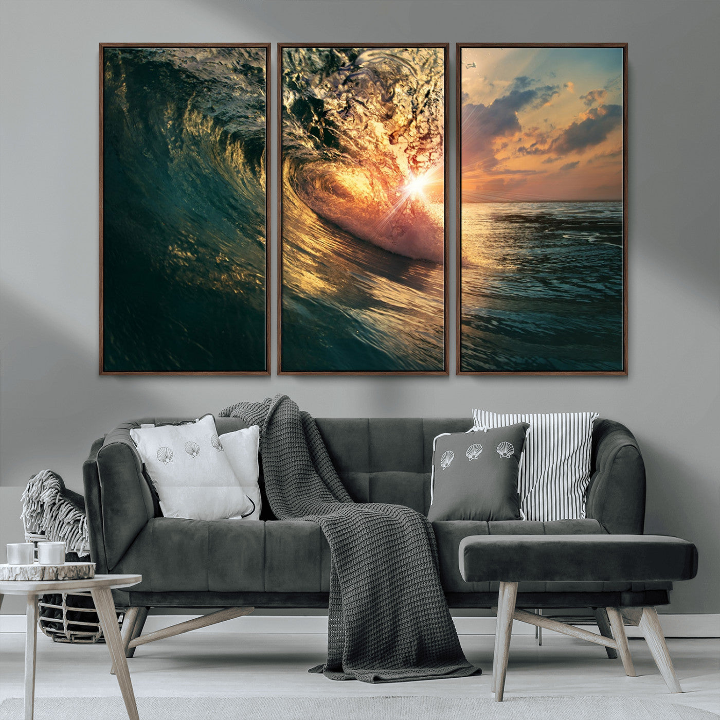 55359-MGV-CV-36X24-Radiant Ocean Wave Wall Art – Panoramic Surf Canvas Print, Vibrant Sunset Beach Decor for Home, Office or Man Cave