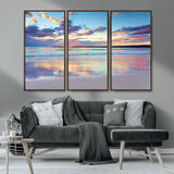 56723-MGV-CV-36X24-Serene Sunset Beach Wall Art – Panoramic Coastal Canvas Print, Peaceful Ocean Reflection Decor for Living Room, Bedroom or Office