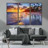 19917-MGV-CV-36X24-Tropical Sunset Beach Wall Art – Panoramic Palm Trees and Ocean Canvas Print, Vibrant Coastal Decor for Living Room, Office or Man