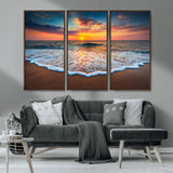 16110-MGV-CV-36X24-Ocean Sunset Wall Art – Vibrant Beach Waves and Horizon Canvas Print, Relaxing Coastal Seascape Decor for Living Room or Bedroom