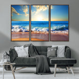50522-MGV-CV-36X24-Ocean Sunrise Wall Art – Peaceful Beach Waves and Golden Horizon Canvas Print, Coastal Seascape Decor for Home or Office