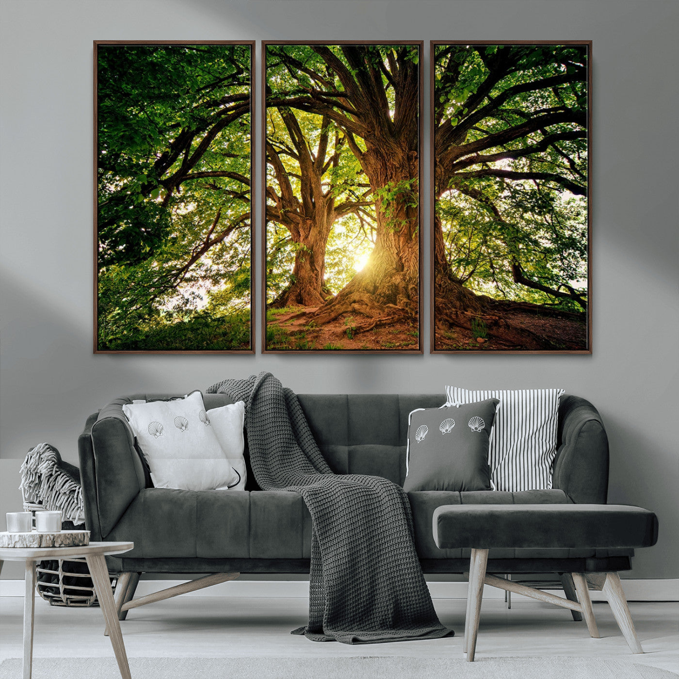 52150-MGV-CV-36X24-Majestic Tree Wall Art – Large Nature Canvas Print with Sunlight Through Branches, Rustic Forest Decor for Living Room, Bedroom or