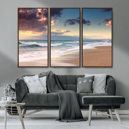 42253-MGV-CV-36X24-Serene Beach Waves Wall Art – Tranquil Ocean Horizon Canvas Print, Coastal Seascape Decor for Living Room or Office Wall