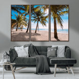98175-MGV-CV-36X24-Tropical Palm Beach Wall Art – Relaxing Ocean Shore Canvas Print with Palm Trees, Coastal Summer Decor for Living Room, Bedroom or