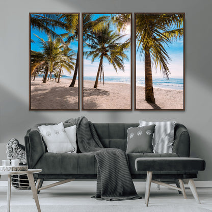 98175-MGV-CV-36X24-Tropical Palm Beach Wall Art – Relaxing Ocean Shore Canvas Print with Palm Trees, Coastal Summer Decor for Living Room, Bedroom or