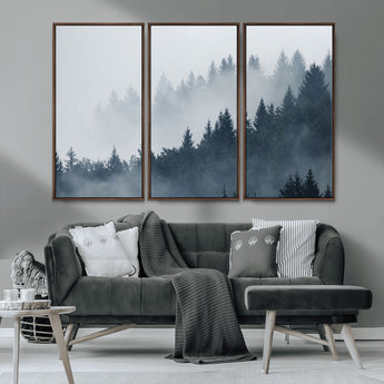 23671-MGV-CV-36X24-Misty Forest Wall Art – Serene Foggy Pine Trees Landscape Canvas Print, Tranquil Nature Decor for Living Room, Bedroom or Office