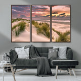 60570-MGV-CV-36X24-Beach Sunset Wall Art – Coastal Sand Dunes and Ocean Horizon Canvas Print, Tranquil Seascape Photography Decor for Living Room or