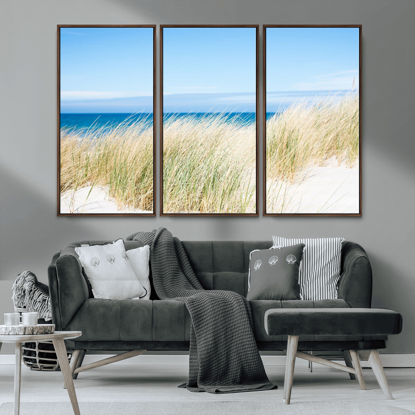 96913-MGV-CV-36X24-Coastal Dunes Wall Art – Serene Beach Grass and Blue Ocean Canvas Print, Relaxing Seaside Nature Decor for Living Room, Bedroom or