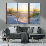 48907-MGV-CV-36X24-Beach Sunset Wall Art – Coastal Sand Dunes and Ocean View Canvas Print, Serene Seaside Landscape Painting for Living Room, Bedroom