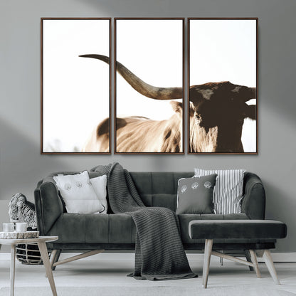 35866-MGV-CV-36X24-Texas Longhorn Wall Art – Rustic Western Bull Canvas Print, Farmhouse Animal Photography Decor for Living Room, Office, or Ranch