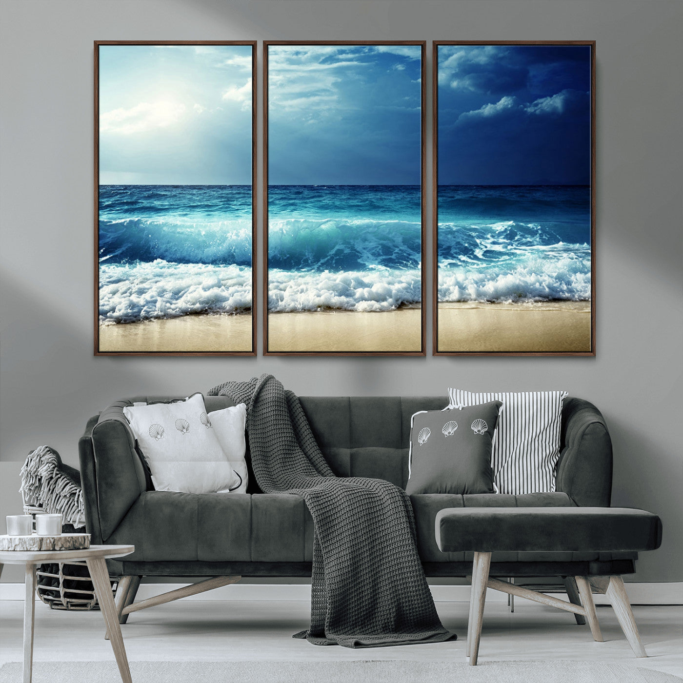 84116-MGV-CV-36X24-Ocean Wave Wall Art – Blue Sea and Beach Canvas Print, Coastal Seascape Photography Artwork for Living Room, Bedroom, or Office