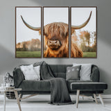 64824-MGV-CV-36X24-Highland Cow Wall Art – Rustic Scottish Bull Canvas Print, Farmhouse Animal Decor for Living Room, Bedroom, Office or Cabin