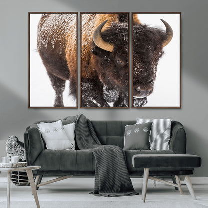 65605-MGV-CV-36X24-Snow Bison Wall Art – Close Up Buffalo Canvas Print, Rustic Western Wildlife Photography, Farmhouse Cabin Lodge Decor for Living