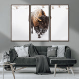19889-MGV-CV-36X24-Snow Bison Wall Art – Majestic Buffalo Winter Landscape Canvas Print, Rustic Wildlife Photography Decor for Cabin, Lodge, Living