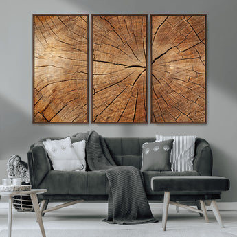 61710-MGV-CV-36X24-Tree Rings Wall Art – Rustic Wood Grain Canvas Print of Tree Trunk Cross Section, Nature Inspired Decor for Cabin, Office, Living