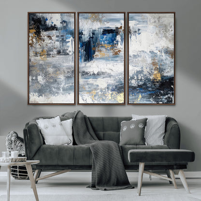 59716-MGV-CV-36X24-Abstract Blue and Gold Wall Art – Modern Textured Canvas Print, Contemporary Painting for Living Room, Bedroom, or Office Decor