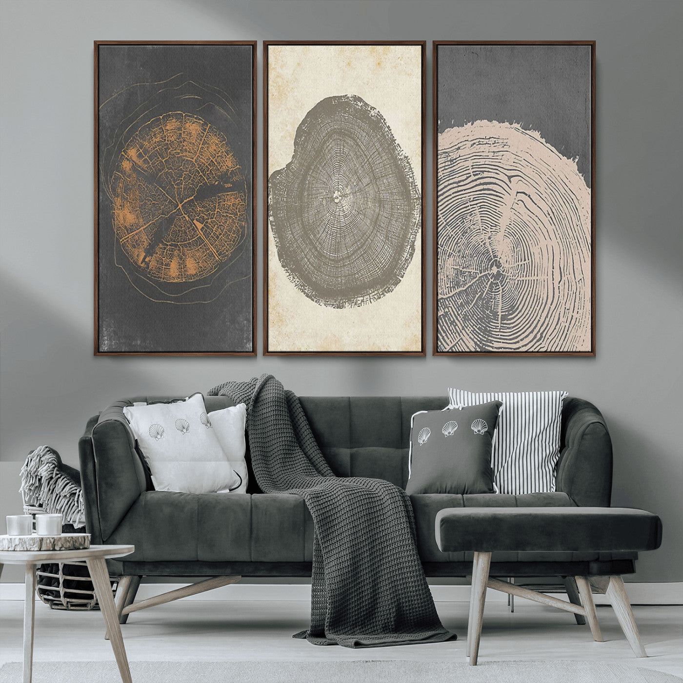 80725-MGV-CV-36X24-Wood Tree Rings Wall Art Canvas Print, Framed Tree Rings Art Picture Print, Abstract Tree Rings Perfect Modern Boho Decor Artwork