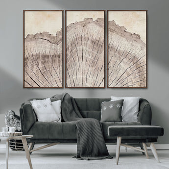 67528-MGV-CV-36X24-Wood Ring Wall Art Canvas Print, Framed Tree Ring Art Picture Print, Rustic Tree Ring Perfect Neutral Boho Decor Artwork