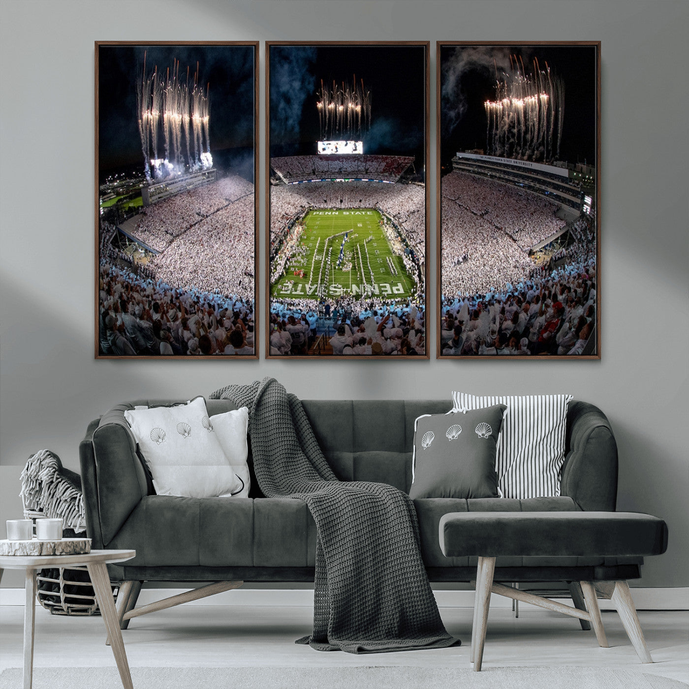 11391-MGV-CV-36X24-Penn State Stadium Wall Art – Panoramic White Out Football Game Canvas Print, College Sports Decor for Office, Man Cave, or Living