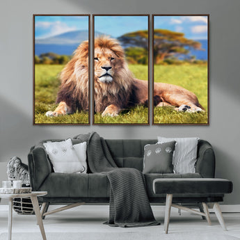 67826-MGV-CV-36X24-Majestic Lion Wall Art – King of the Jungle Canvas Print, Safari Wildlife Decor for Living Room, Office, or Man Cave