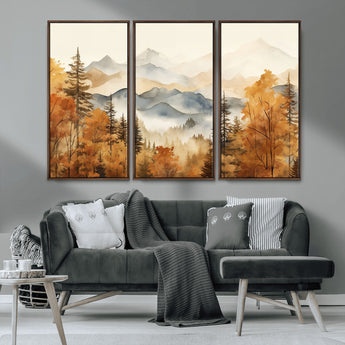72950-MGV-CV-36X24-Autumn Mountain Forest Wall Art – Golden Fall Landscape Canvas Print, Nature-Inspired Home Decor for Living Room, Bedroom or