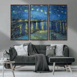94605-MGV-CV-36X24-Starry Night Over the Rhone Wall Art – Vincent van Gogh Canvas Print, Famous Impressionist Painting for Living Room, Office
