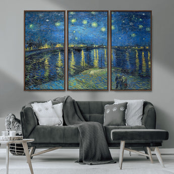 94605-MGV-CV-36X24-Starry Night Over the Rhone Wall Art – Vincent van Gogh Canvas Print, Famous Impressionist Painting for Living Room, Office
