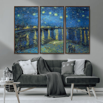 94605-MGV-CV-36X24-Starry Night Over the Rhone Wall Art – Vincent van Gogh Canvas Print, Famous Impressionist Painting for Living Room, Office